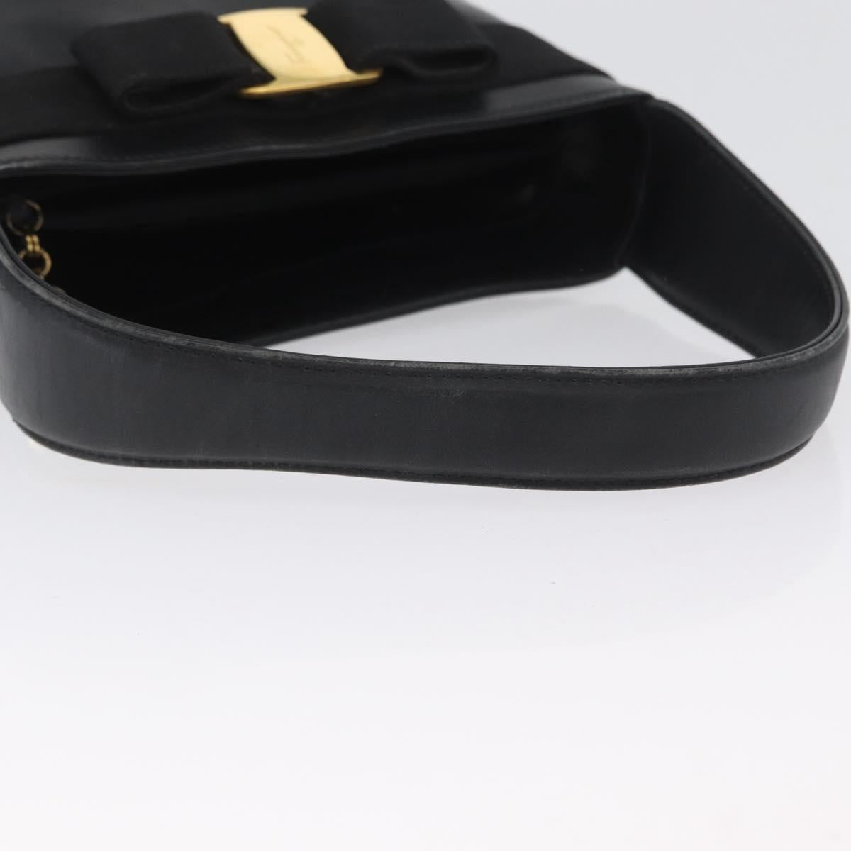 Salvatore Ferragamo Vara Ribbon Hand Bag Leather Black Auth 173784