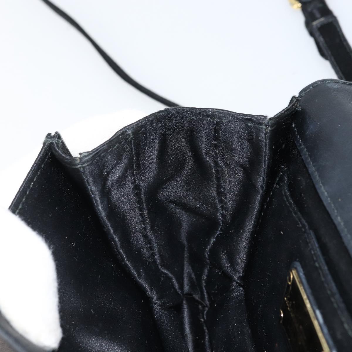Salvatore Ferragamo Vala Ribbon Shoulder Bag Satin 2way Black Gold Auth 173786