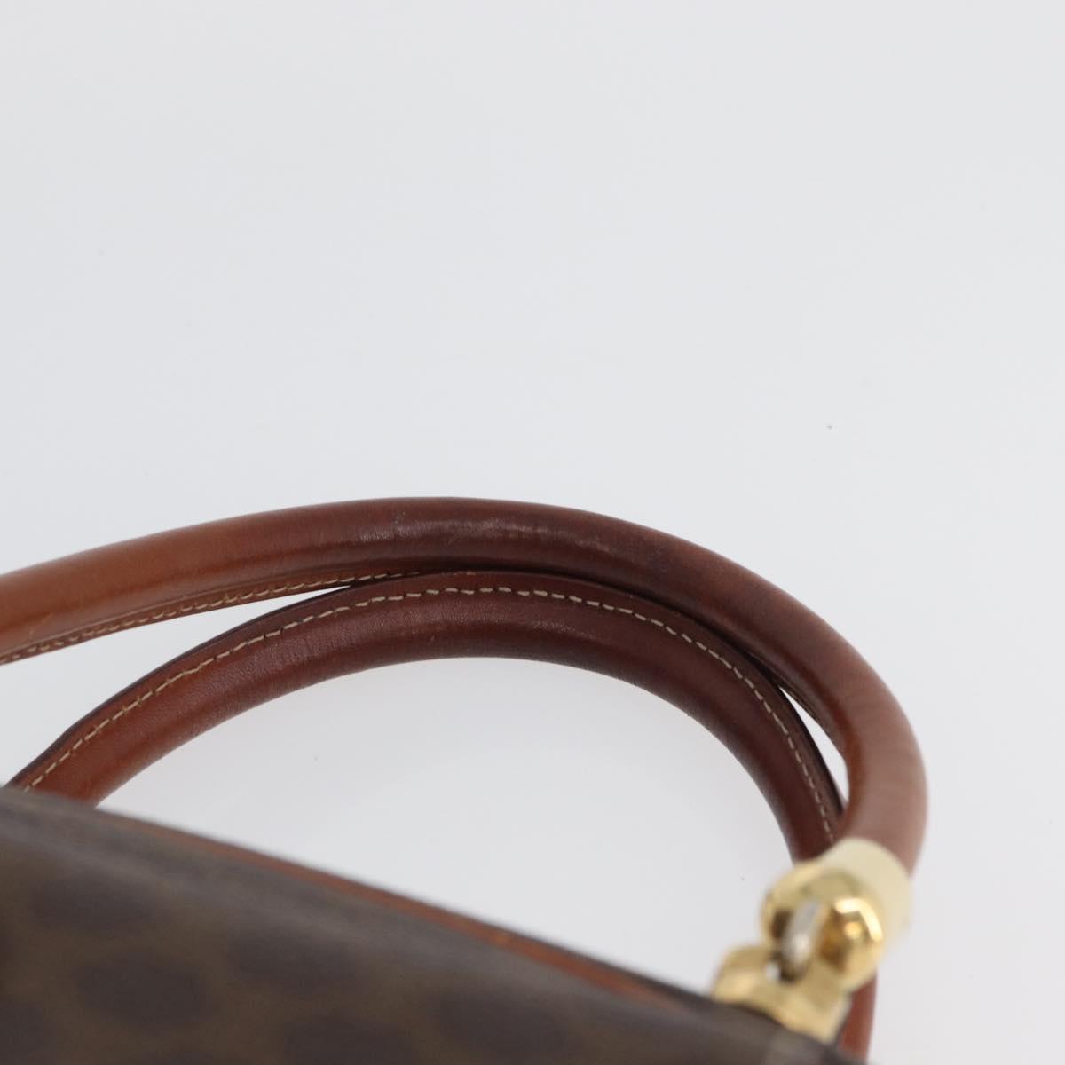 CELINE Macadam Canvas Hand Bag PVC Leather Brown Gold Auth 173791