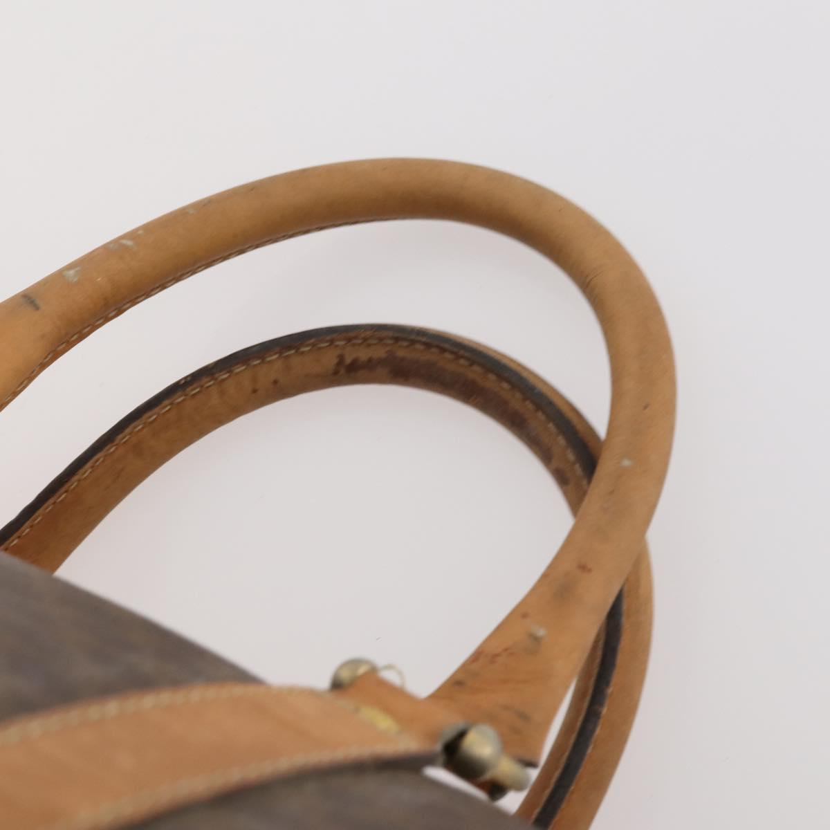 CELINE Macadam Canvas Boston Bag PVC Leather Brown Gold Auth 173792