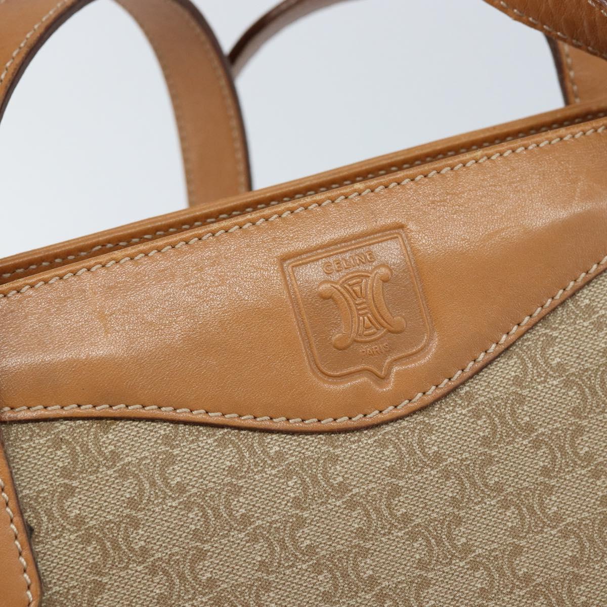 CELINE Macadam Canvas Hand Bag PVC Leather Beige Gold Auth 173793