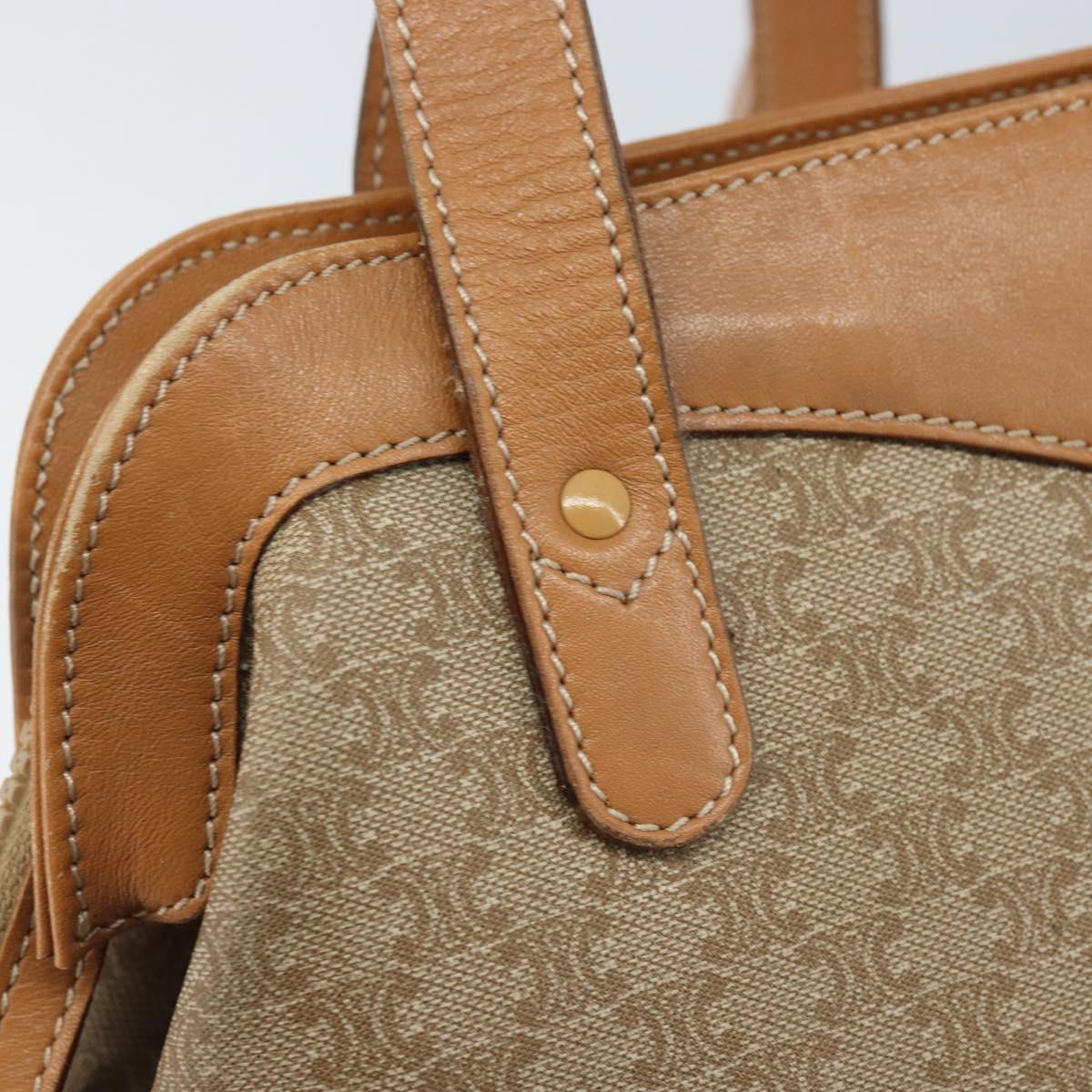 CELINE Macadam Canvas Hand Bag PVC Leather Beige Gold Auth 173793