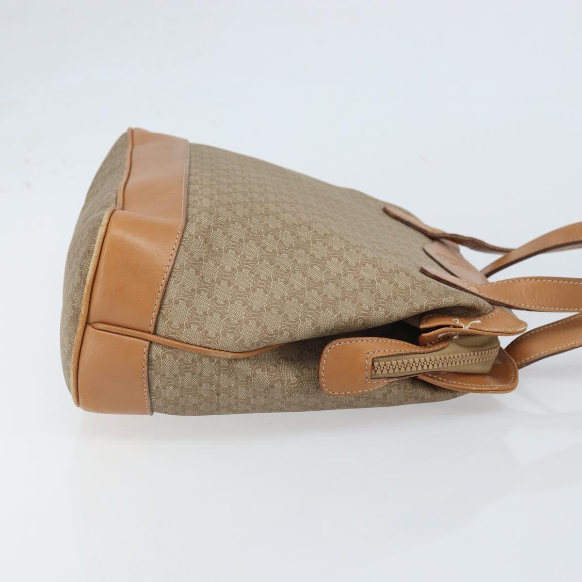 CELINE Macadam Canvas Hand Bag PVC Leather Beige Gold Auth 173793