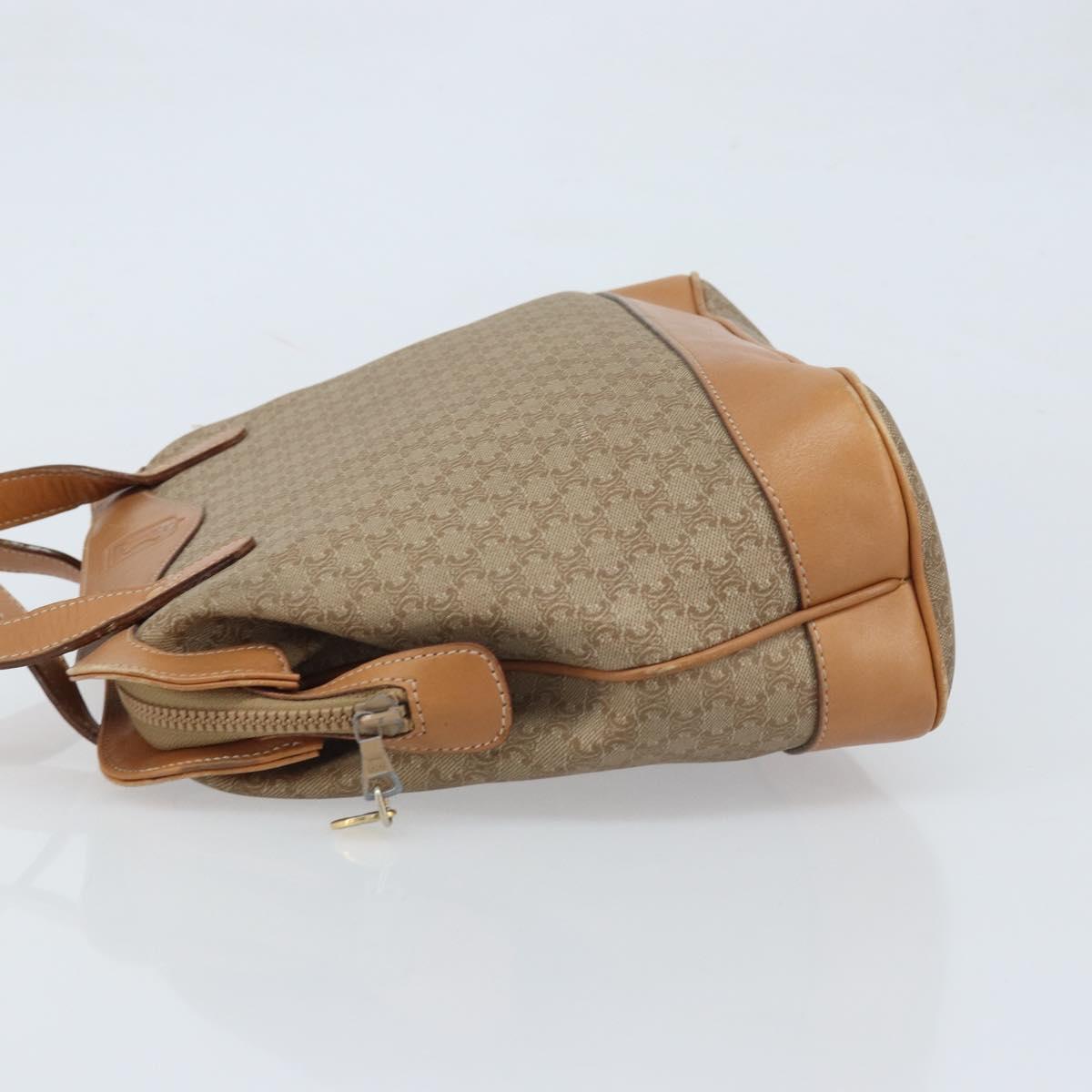 CELINE Macadam Canvas Hand Bag PVC Leather Beige Gold Auth 173793