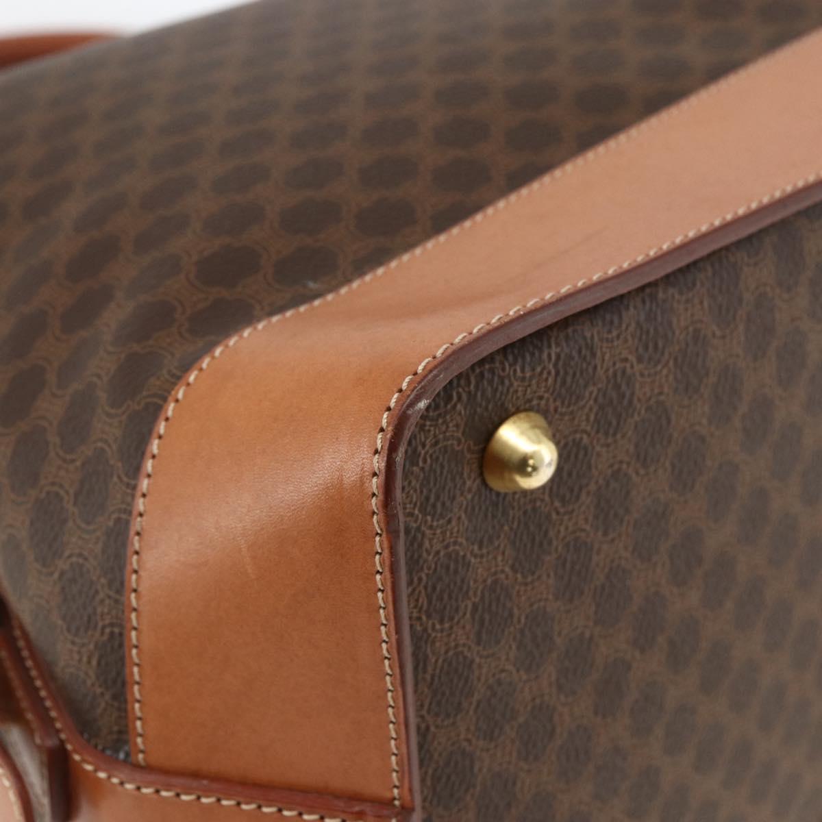 CELINE Macadam Canvas Hand Bag PVC Leather Brown Gold Auth 173794