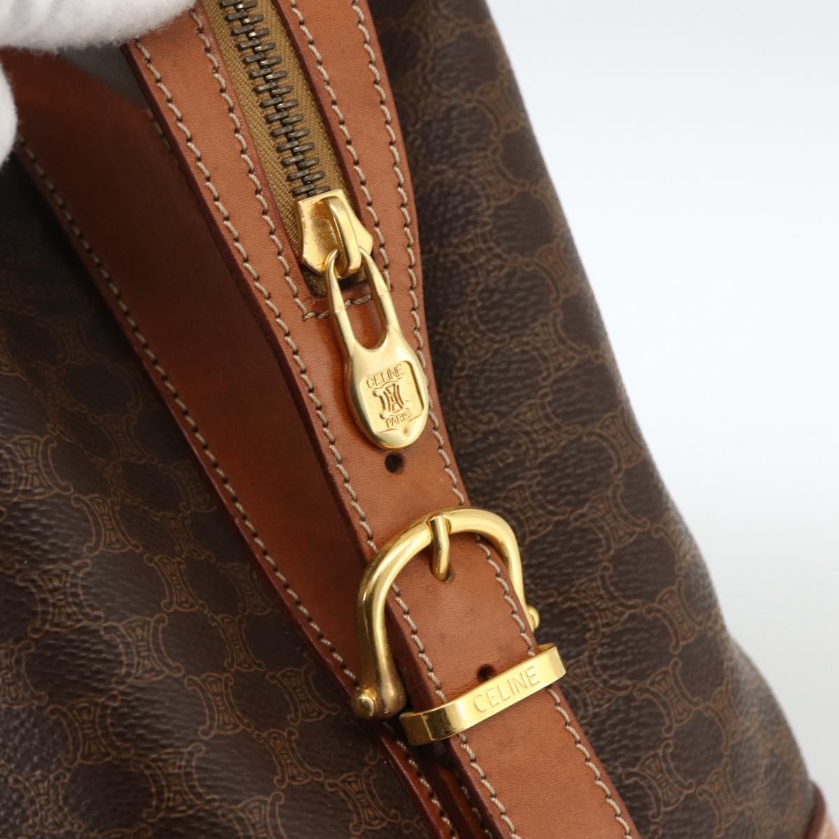 CELINE Macadam Canvas Hand Bag PVC Leather Brown Gold Auth 173794