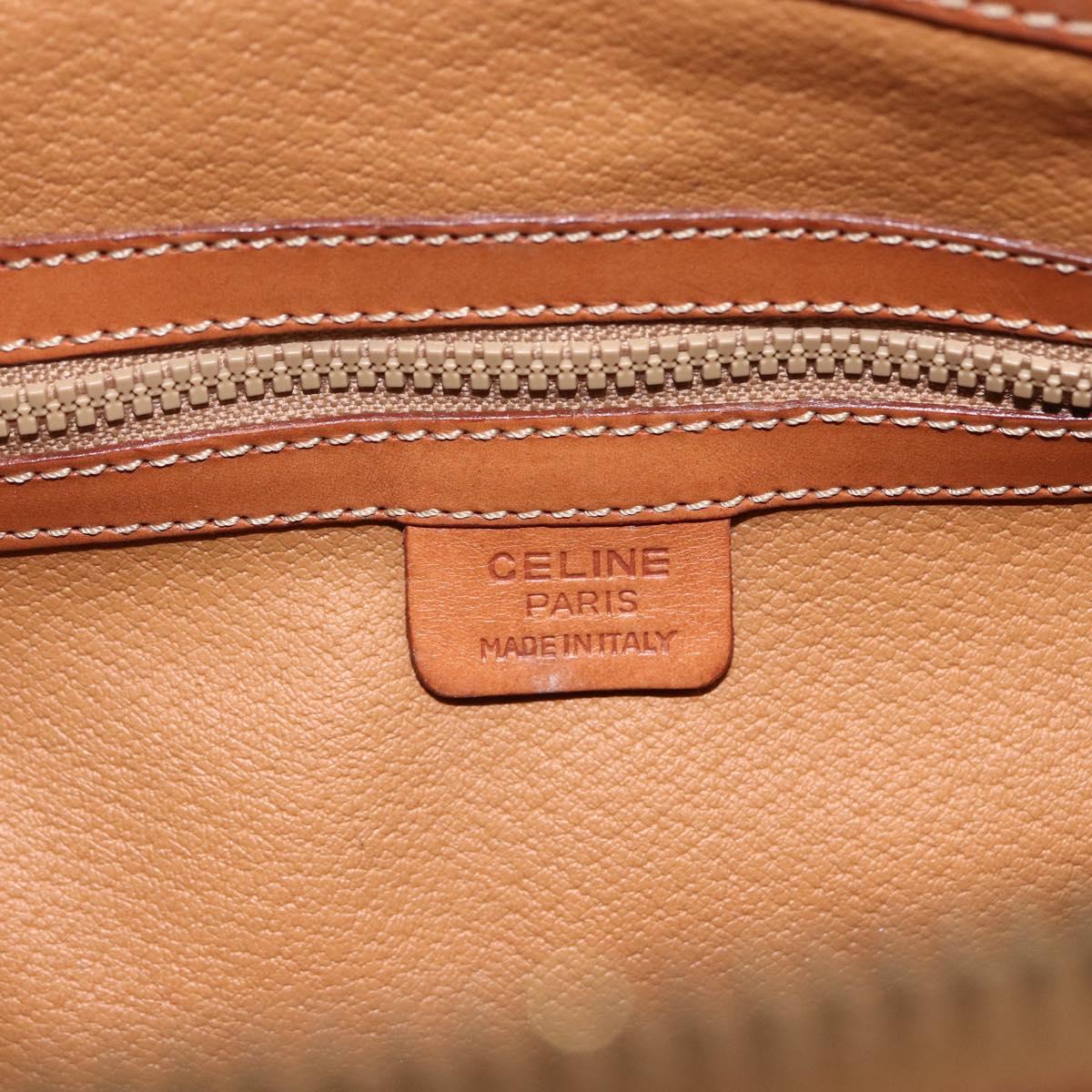 CELINE Macadam Canvas Hand Bag PVC Leather Brown Gold Auth 173794