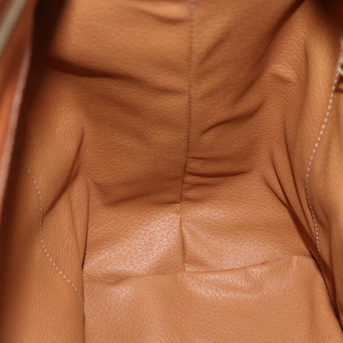 CELINE Macadam Canvas Hand Bag PVC Leather Brown Gold Auth 173794