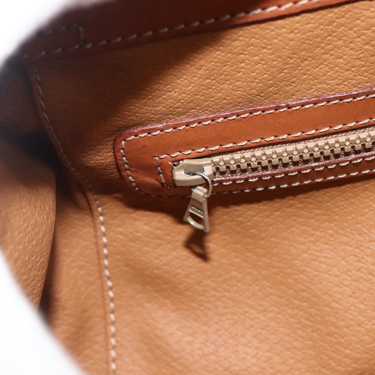 CELINE Macadam Canvas Hand Bag PVC Leather Brown Gold Auth 173794
