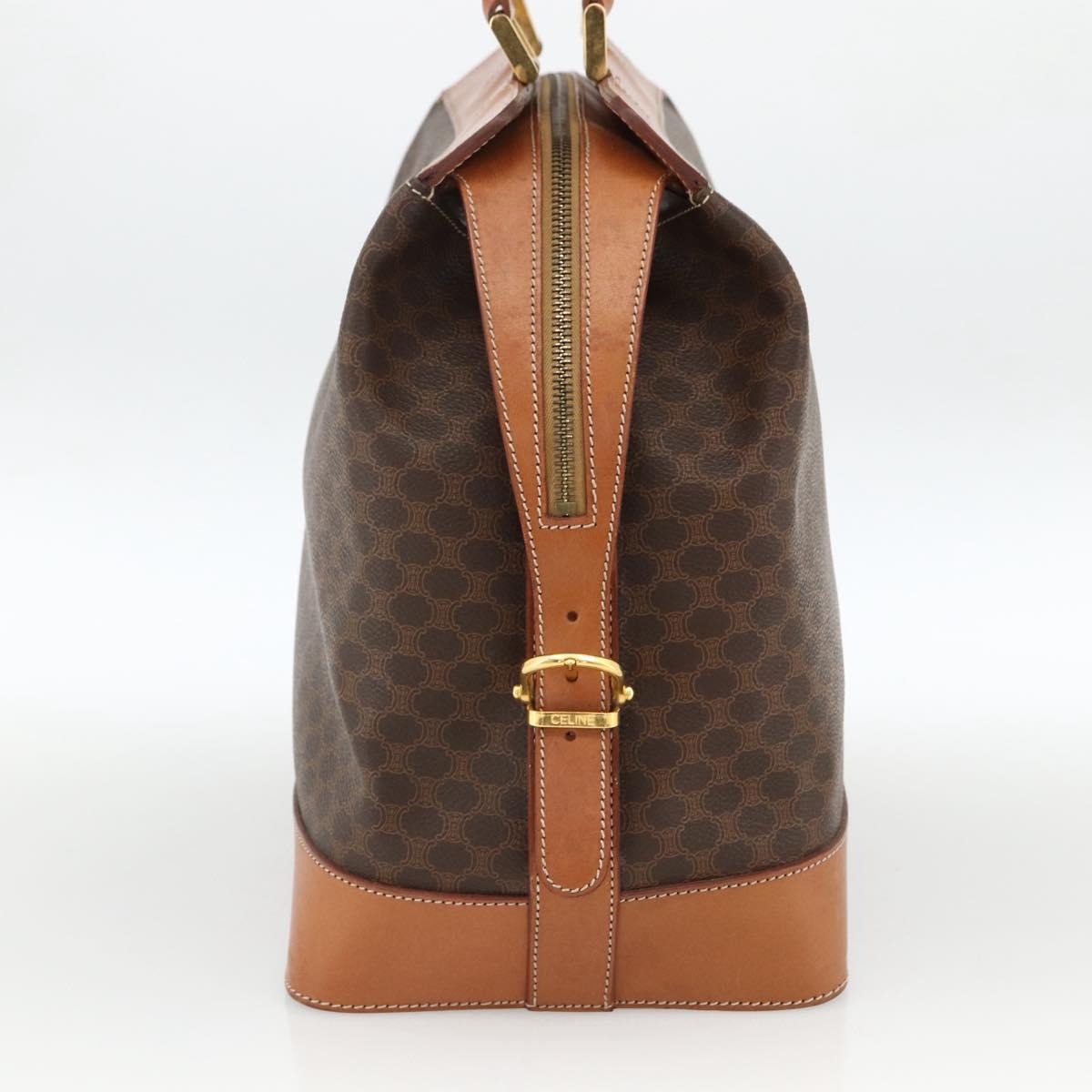 CELINE Macadam Canvas Hand Bag PVC Leather Brown Gold Auth 173794