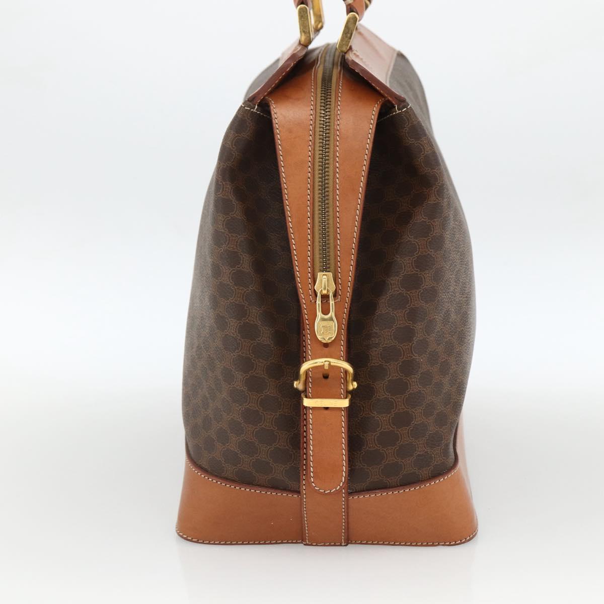CELINE Macadam Canvas Hand Bag PVC Leather Brown Gold Auth 173794