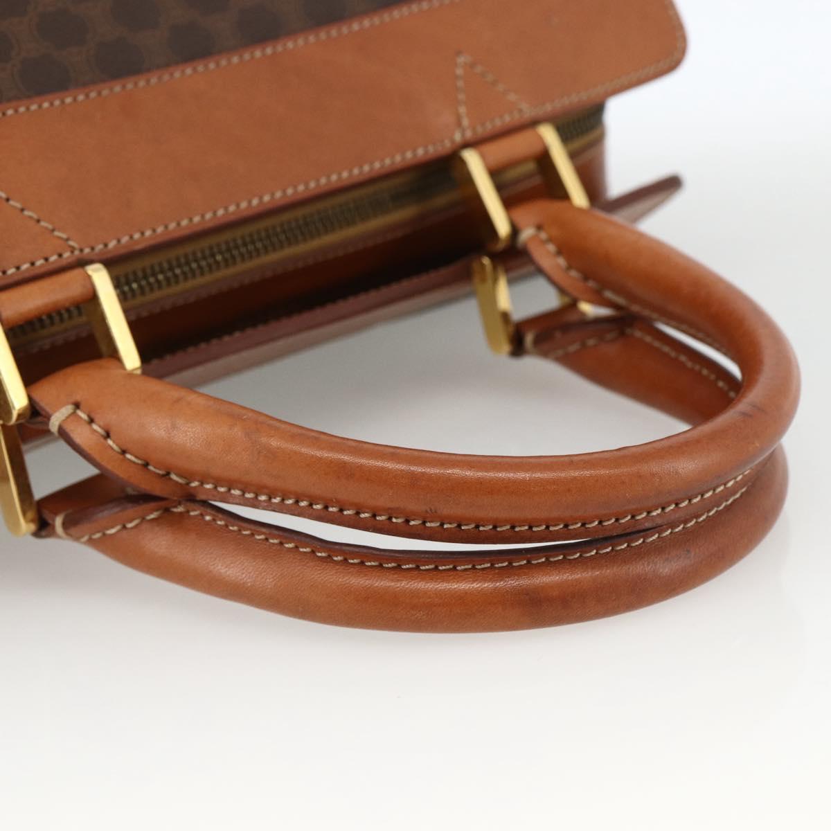 CELINE Macadam Canvas Hand Bag PVC Leather Brown Gold Auth 173794