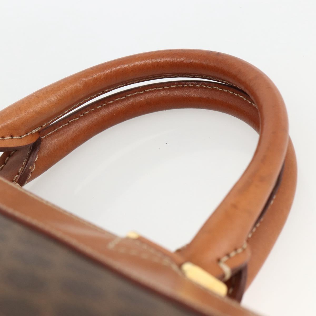 CELINE Macadam Canvas Hand Bag PVC Leather Brown Gold Auth 173794