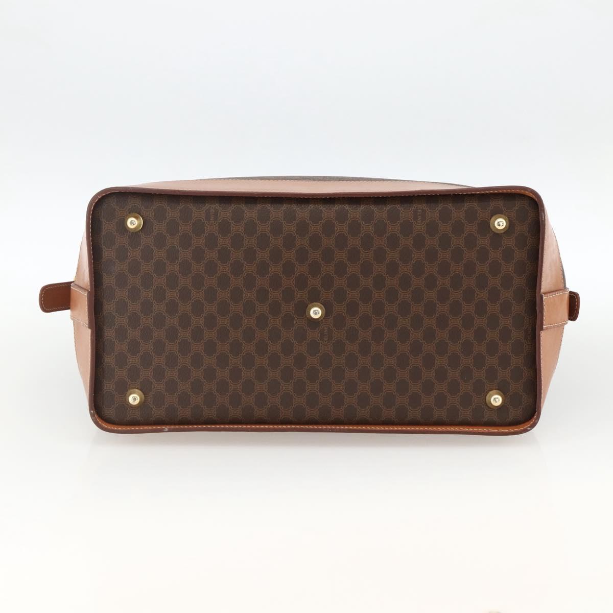 CELINE Macadam Canvas Hand Bag PVC Leather Brown Gold Auth 173794
