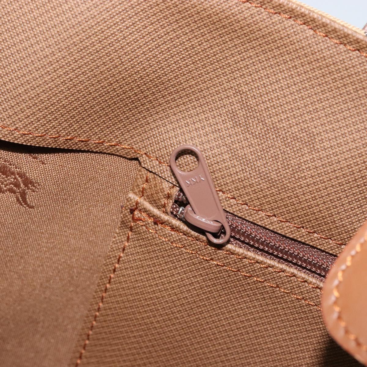 Burberrys Nova Check Hand Bag Canvas Beige Gold Auth 173795