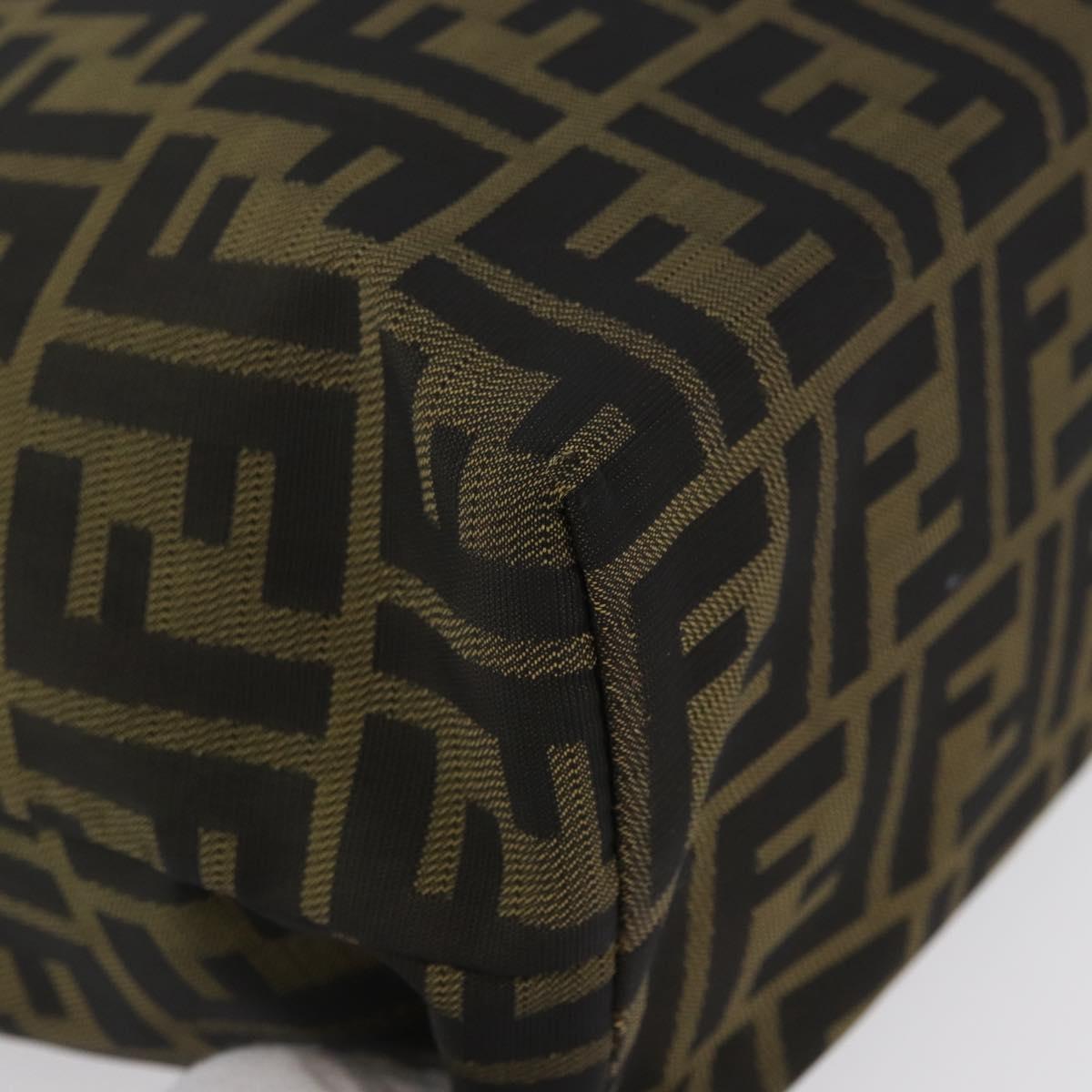 FENDI Zucca Canvas Hand Bag Black Brown Auth 173796