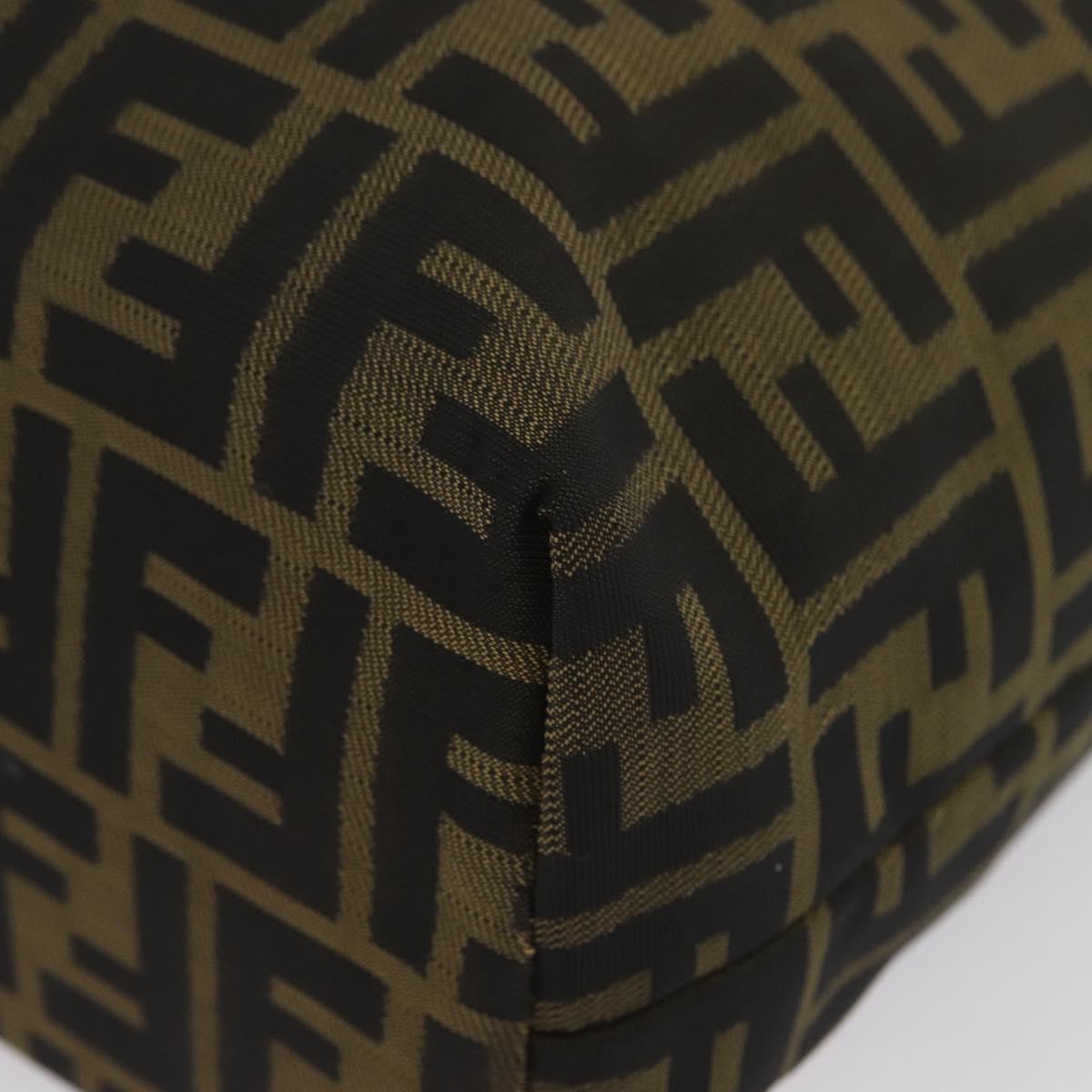 FENDI Zucca Canvas Hand Bag Black Brown Auth 173796