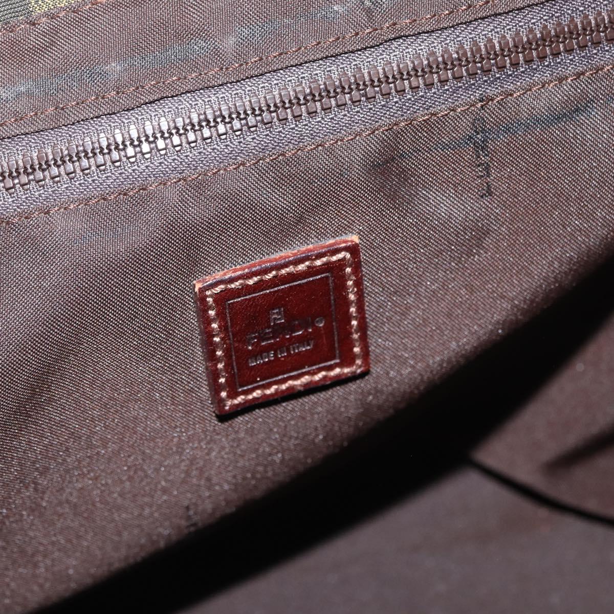 FENDI Zucca Canvas Hand Bag Black Brown Auth 173796