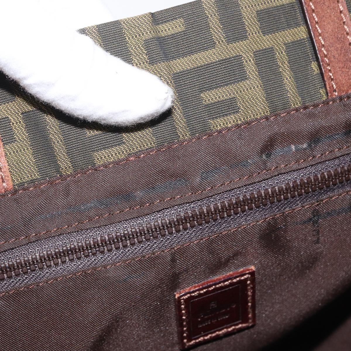 FENDI Zucca Canvas Hand Bag Black Brown Auth 173796