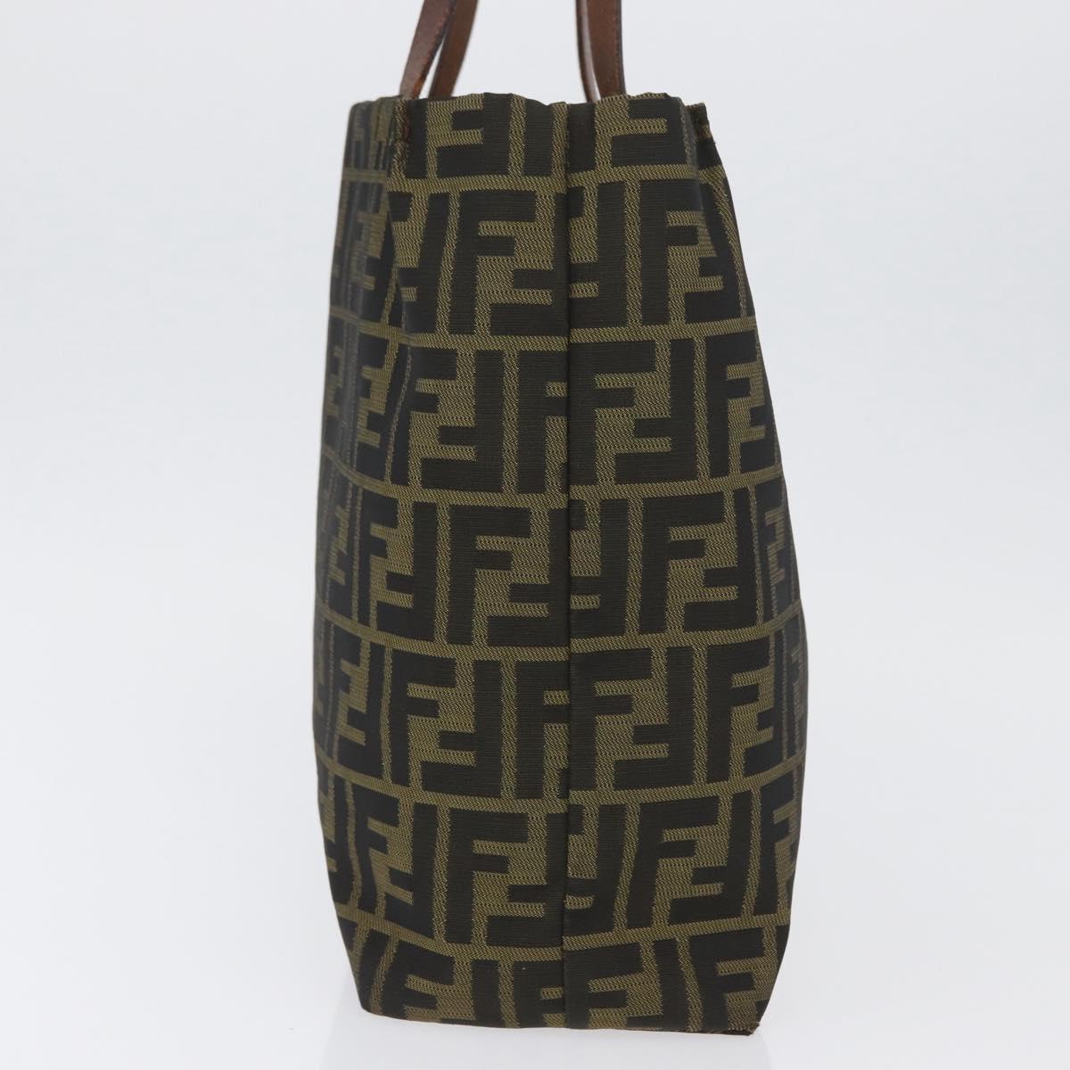 FENDI Zucca Canvas Hand Bag Black Brown Auth 173796