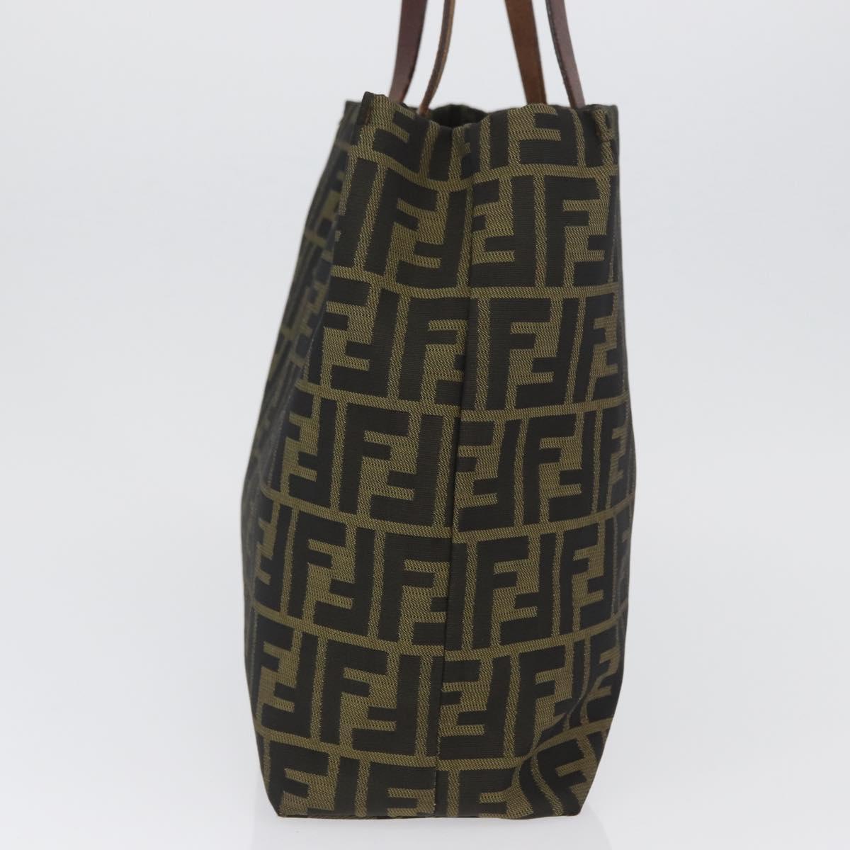 FENDI Zucca Canvas Hand Bag Black Brown Auth 173796