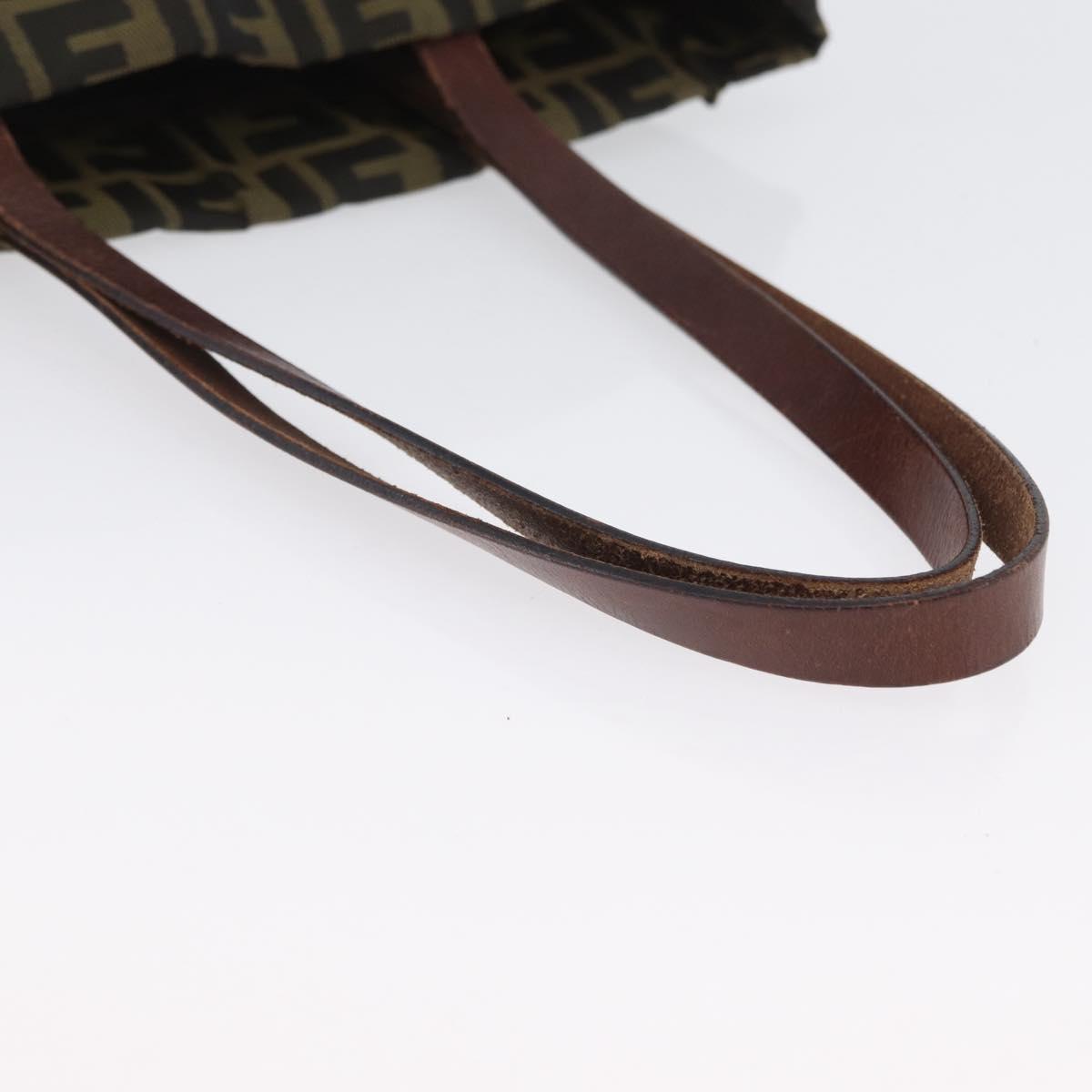 FENDI Zucca Canvas Hand Bag Black Brown Auth 173796