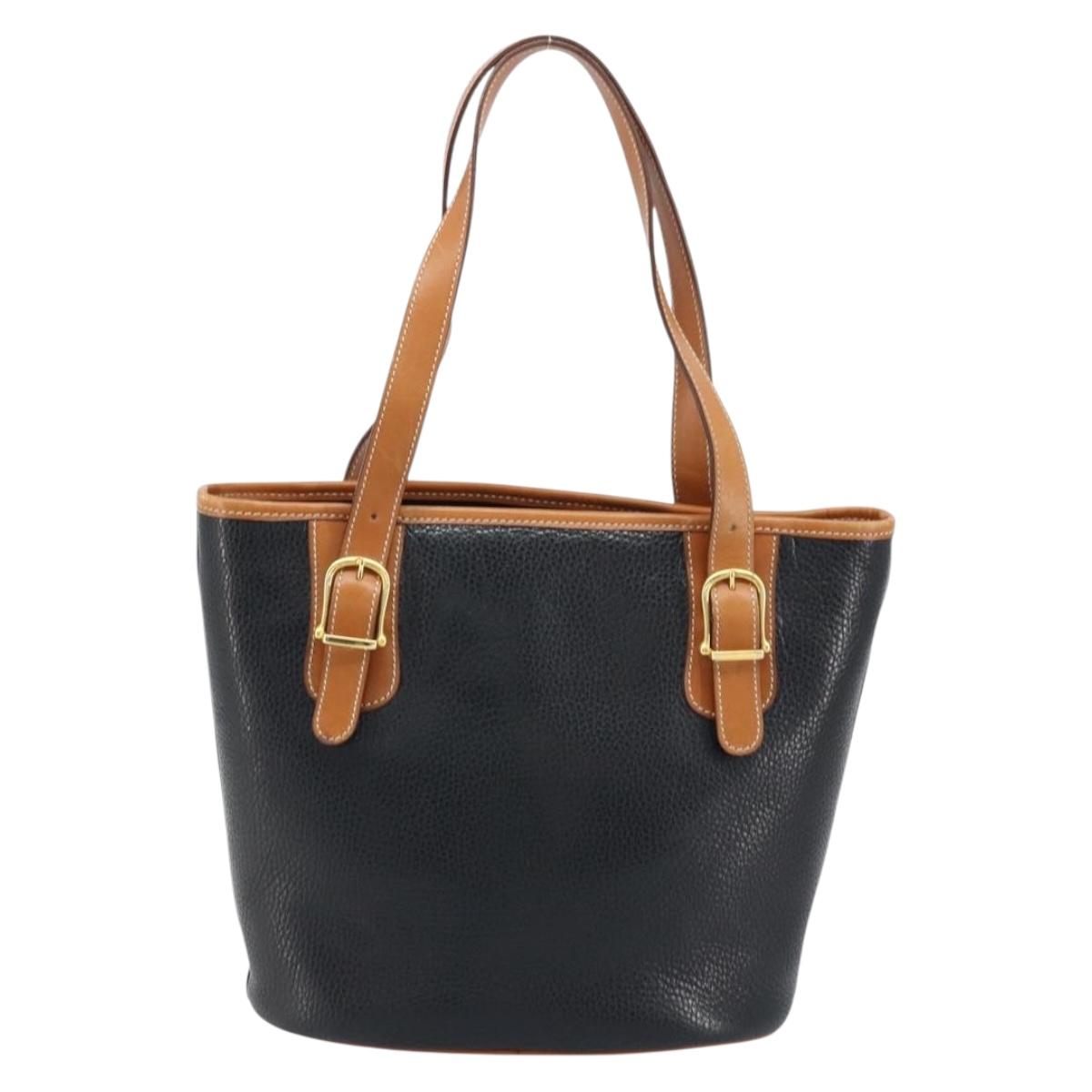 CELINE Tote Bag Leather Black Gold Auth 173798A