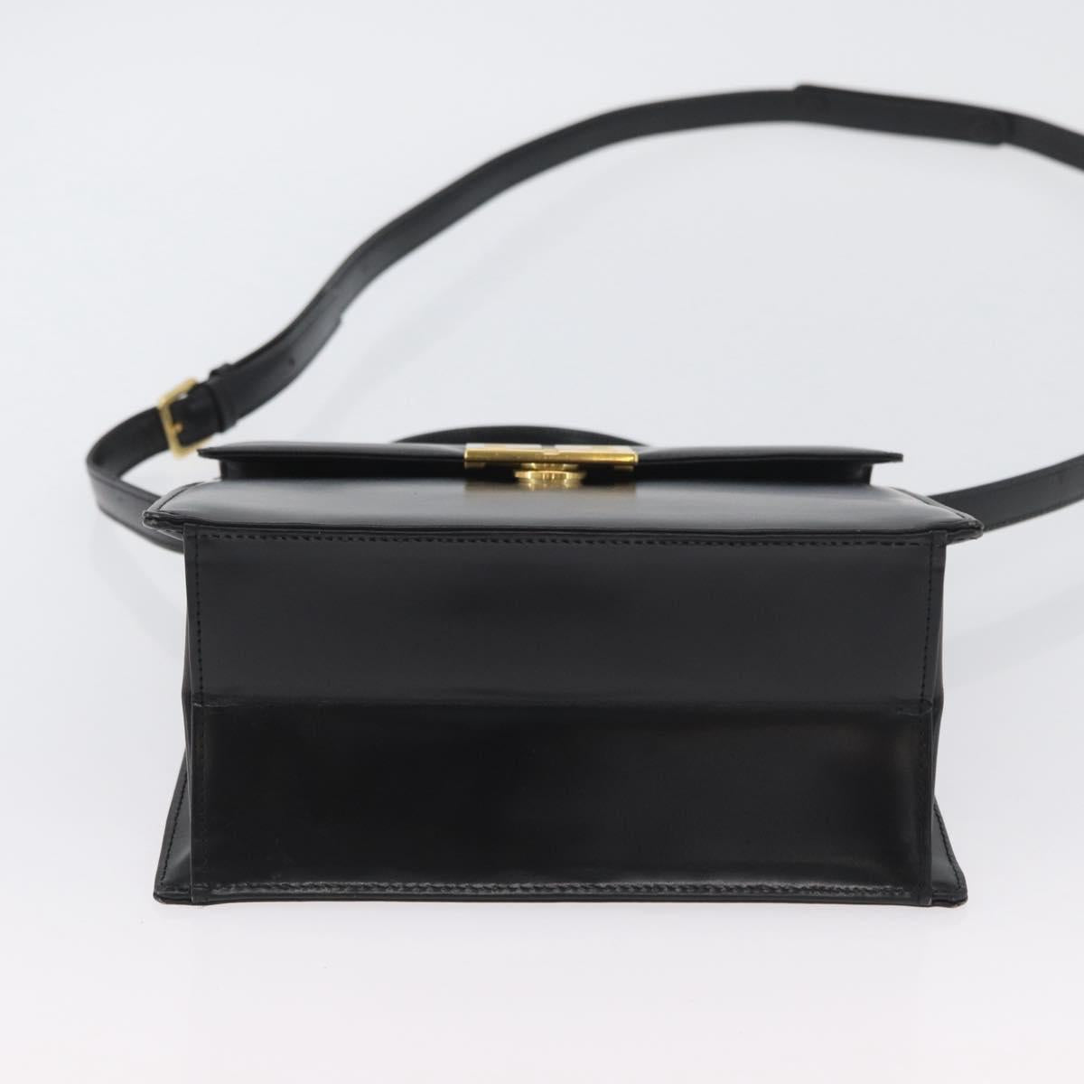 GIVENCHY Hand Bag Leather 2way Black Gold Auth 173799