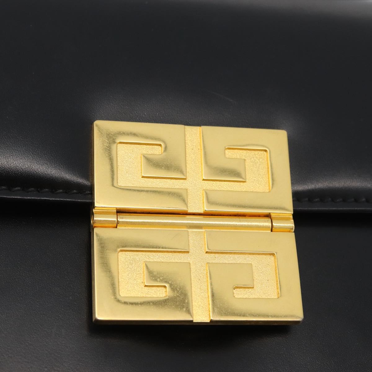 GIVENCHY Hand Bag Leather 2way Black Gold Auth 173799