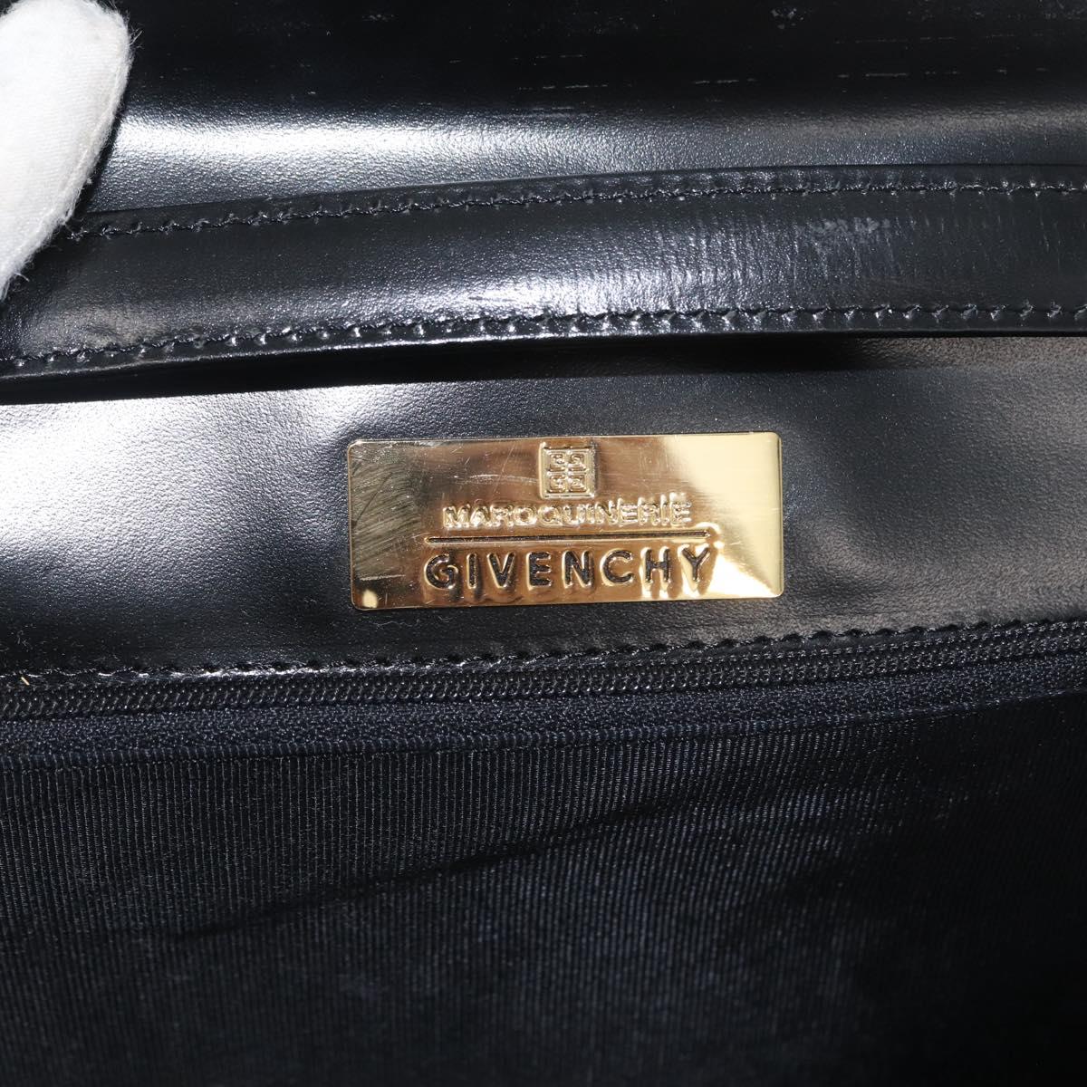 GIVENCHY Hand Bag Leather 2way Black Gold Auth 173799