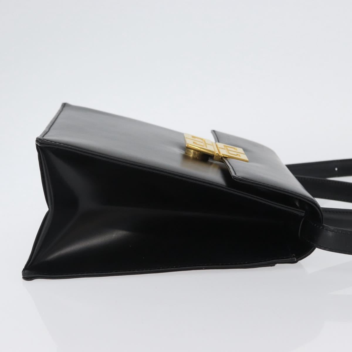 GIVENCHY Hand Bag Leather 2way Black Gold Auth 173799
