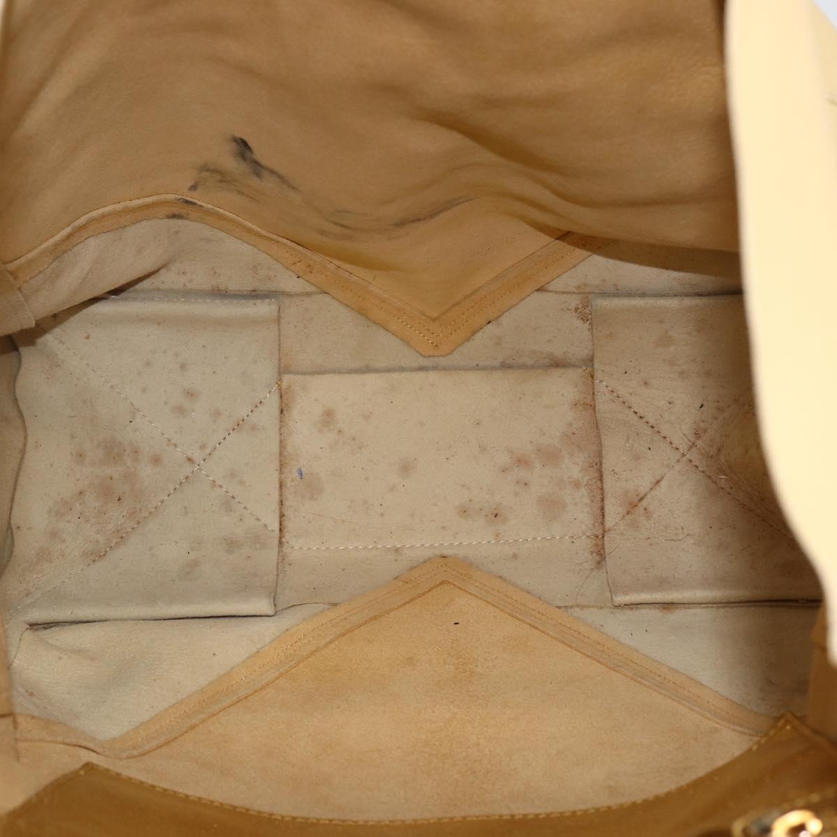 CELINE Tote Bag Leather Gold Auth 173800