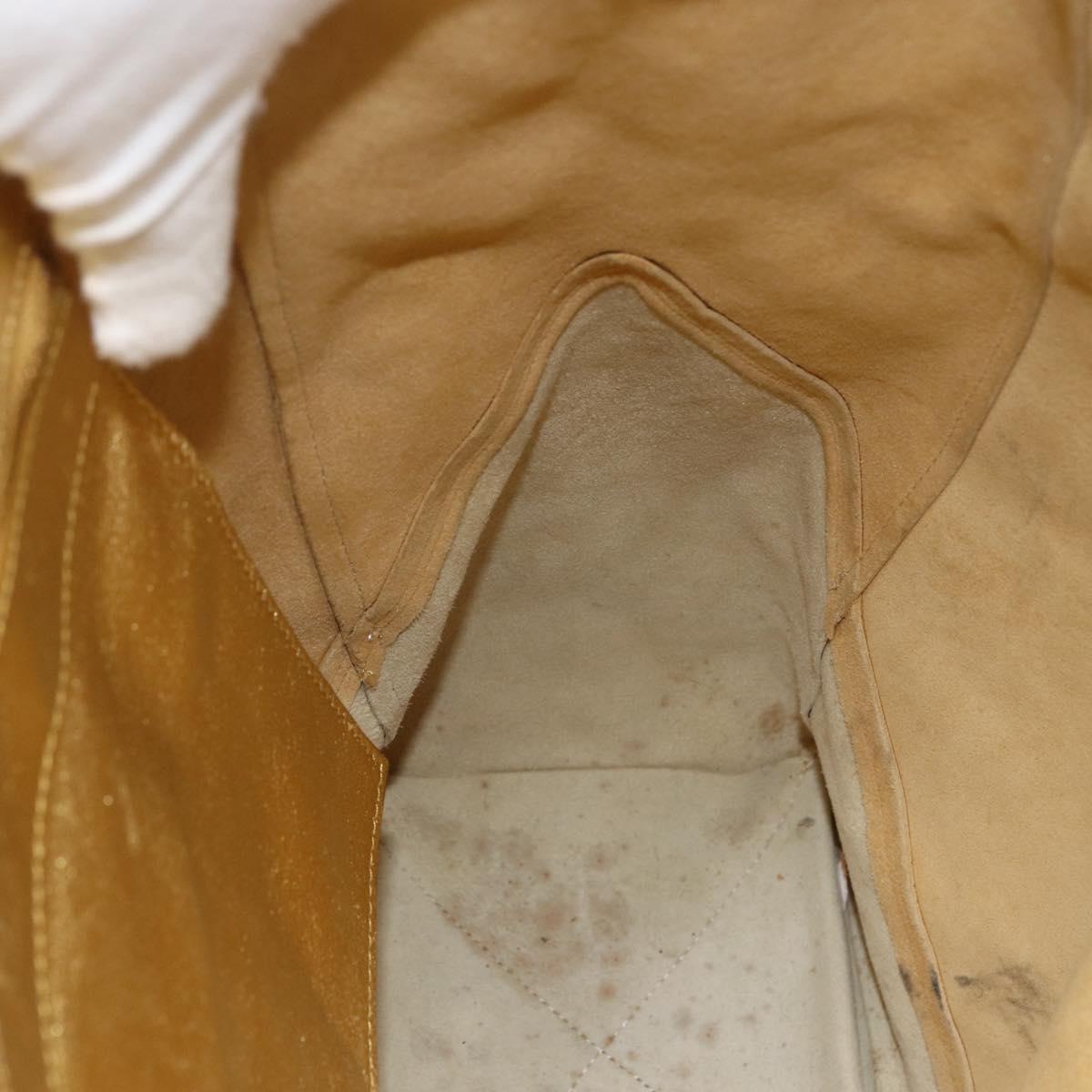 CELINE Tote Bag Leather Gold Auth 173800