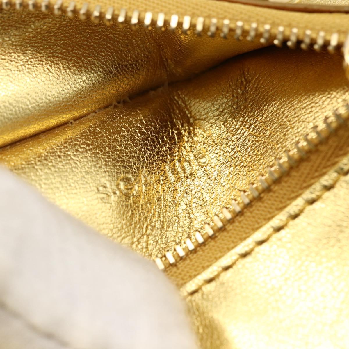 CELINE Tote Bag Leather Gold Auth 173800