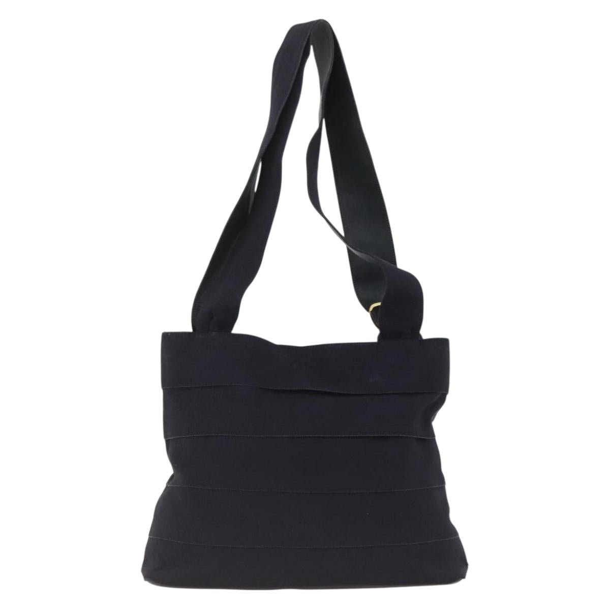 Salvatore Ferragamo Tote Bag Canvas Navy Gold Auth 173801