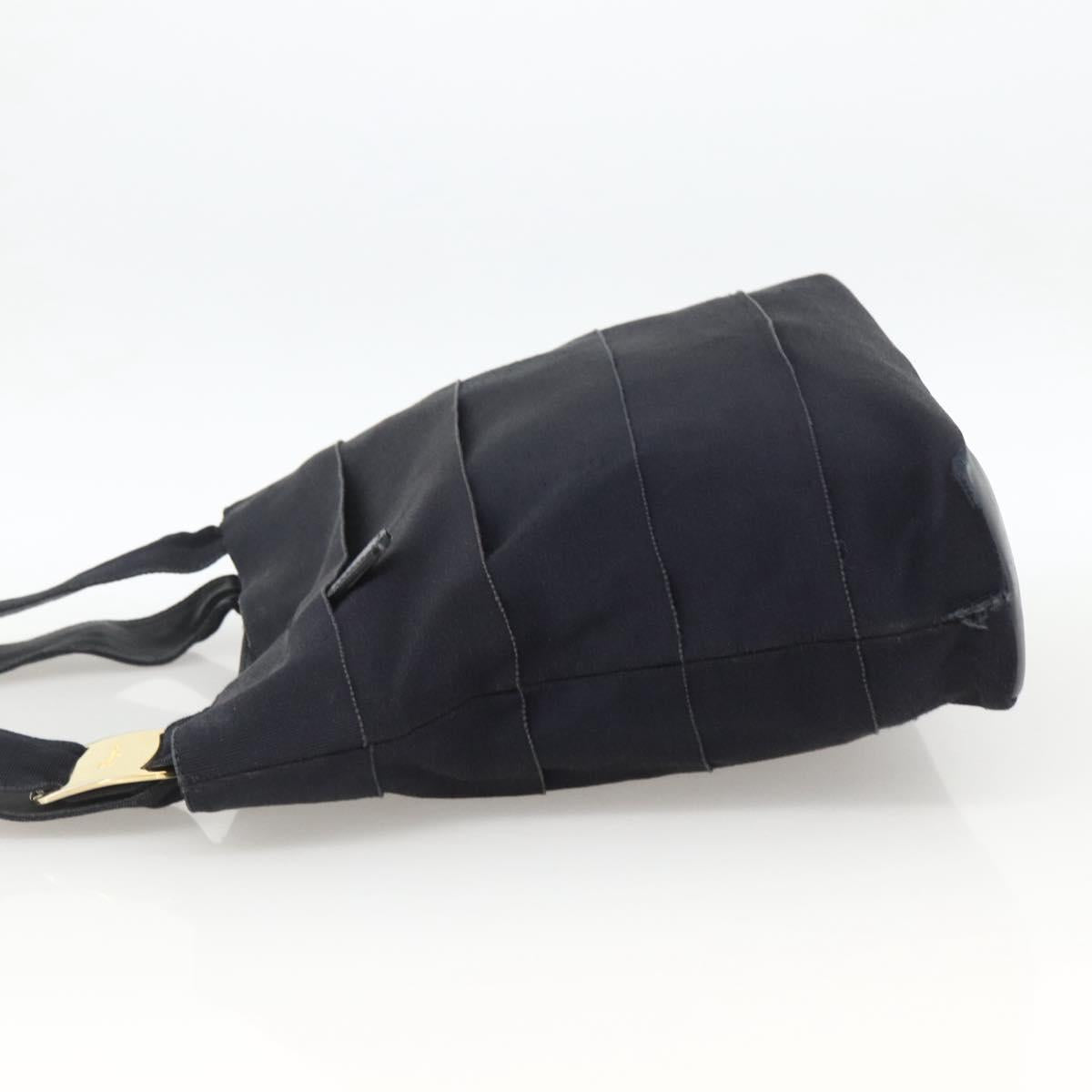Salvatore Ferragamo Tote Bag Canvas Navy Gold Auth 173801