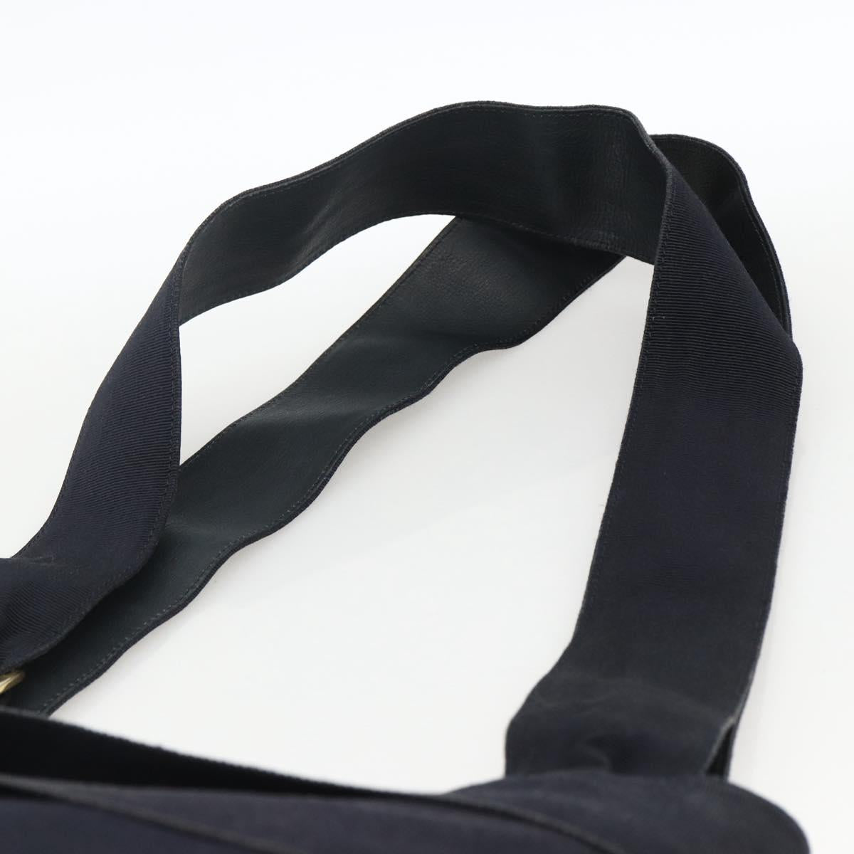 Salvatore Ferragamo Tote Bag Canvas Navy Gold Auth 173801