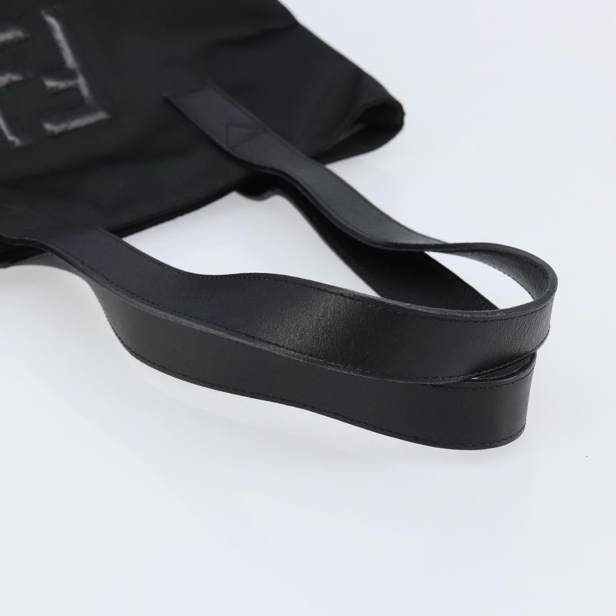 FENDI Tote Bag Nylon Black Silver Auth 173802