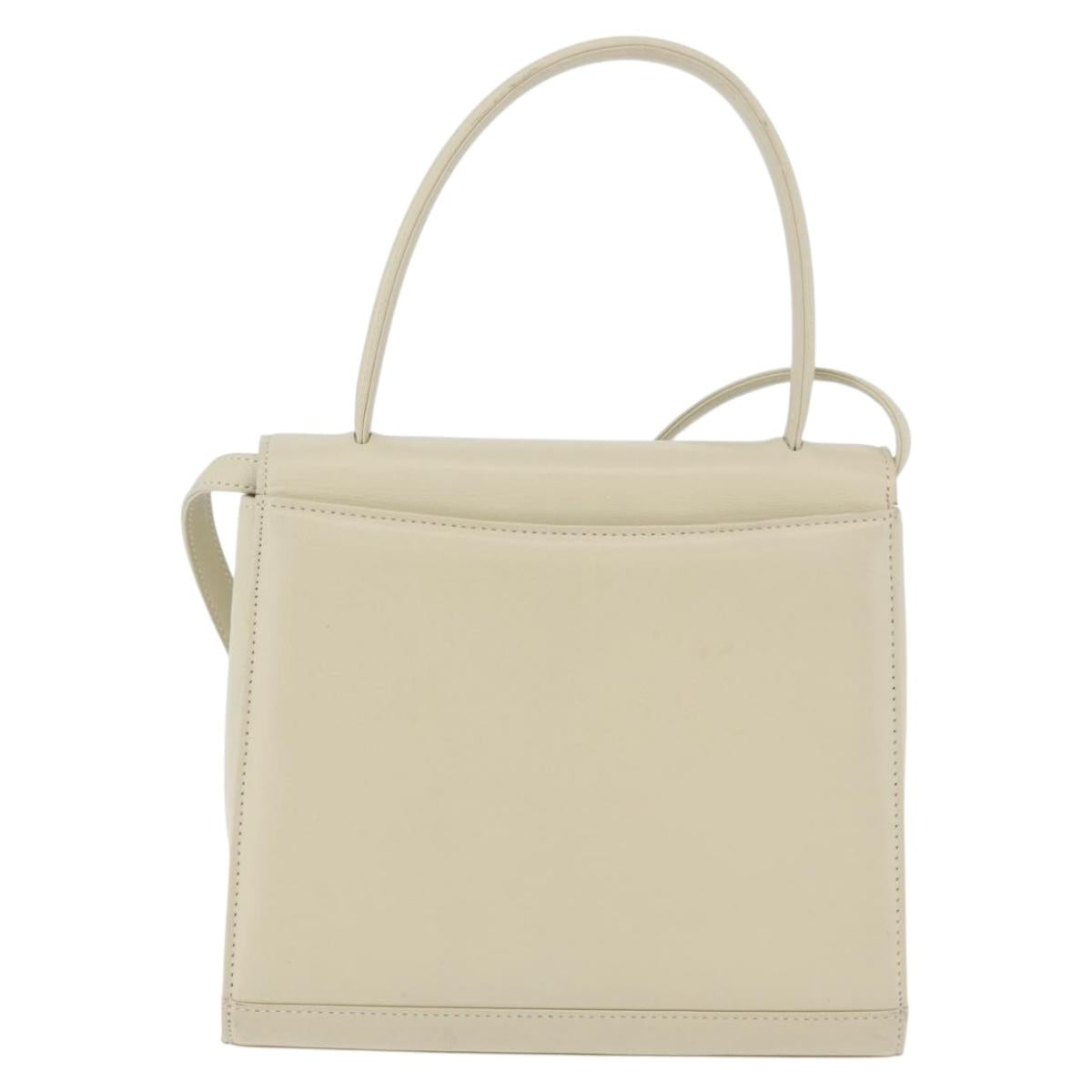 GIVENCHY Hand Bag Leather 2way Beige Auth 173803