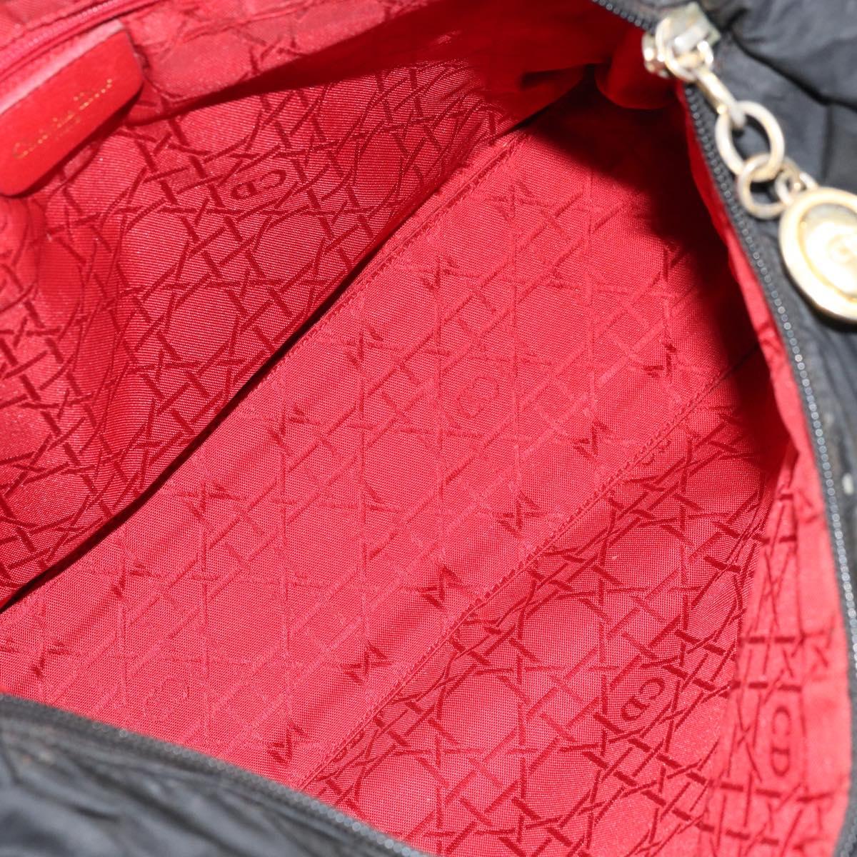 Christian Dior Lady Dior Hand Bag Nylon Pink Gold Auth 173806