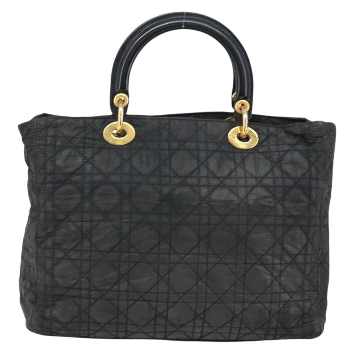 Christian Dior Lady Dior Hand Bag Nylon Pink Gold Auth 173806