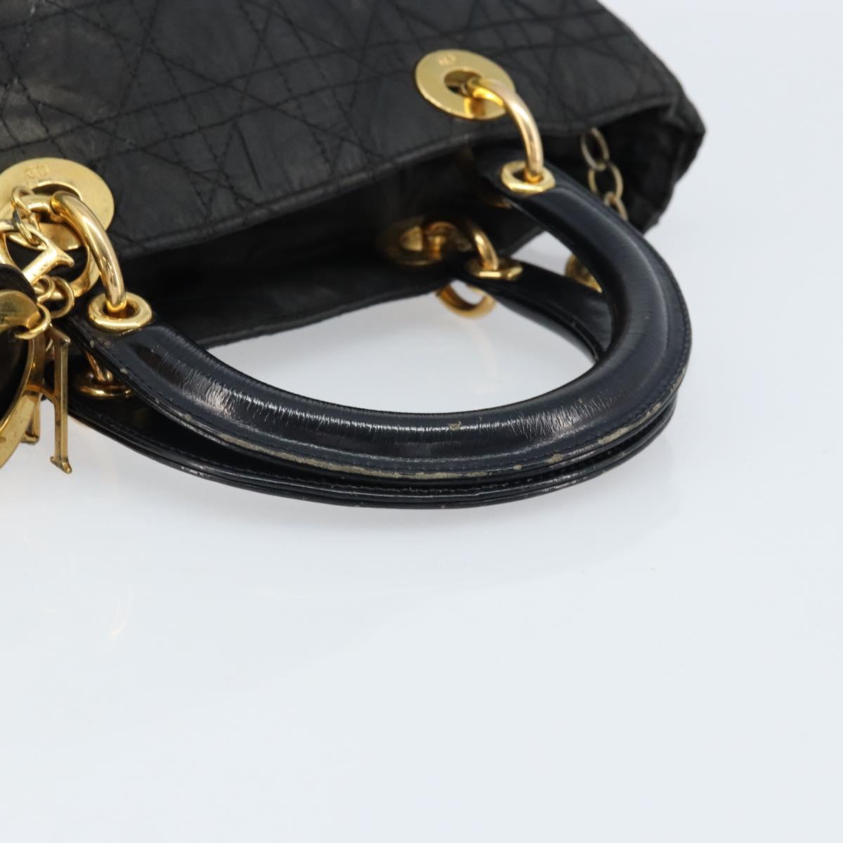 Christian Dior Lady Dior Hand Bag Nylon Pink Gold Auth 173806