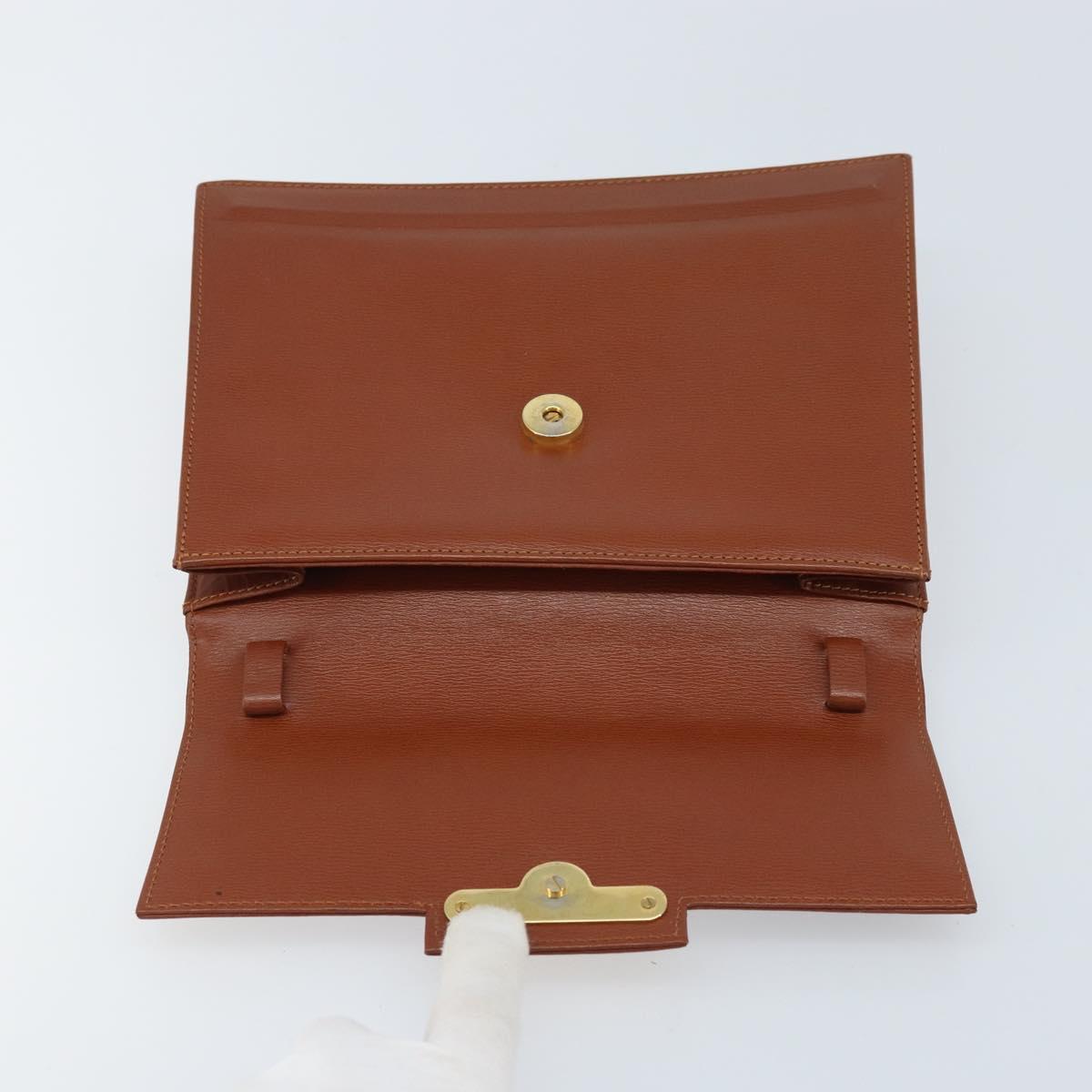 Christian Dior Clutch Bag Leather Brown Gold Auth 173808