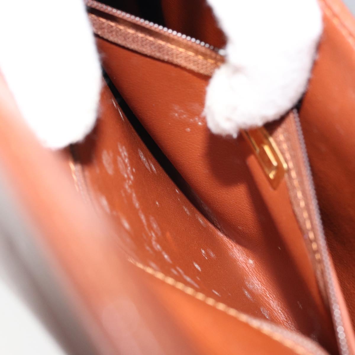 Christian Dior Clutch Bag Leather Brown Gold Auth 173808