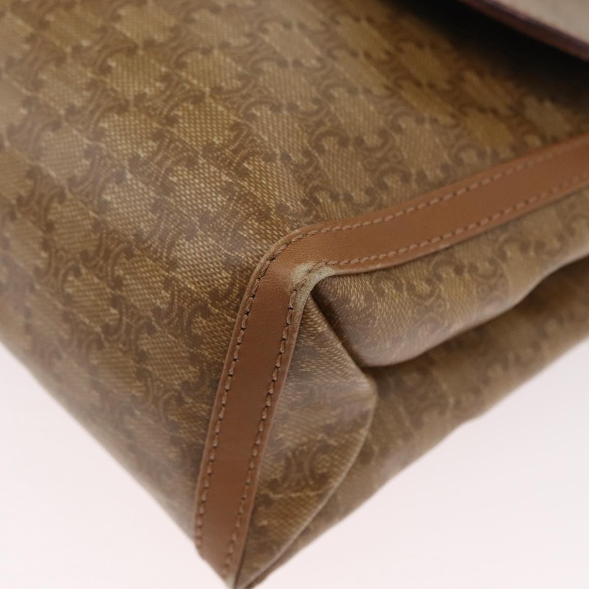 CELINE Macadam Canvas Shoulder Bag PVC Beige Gold Auth 173810