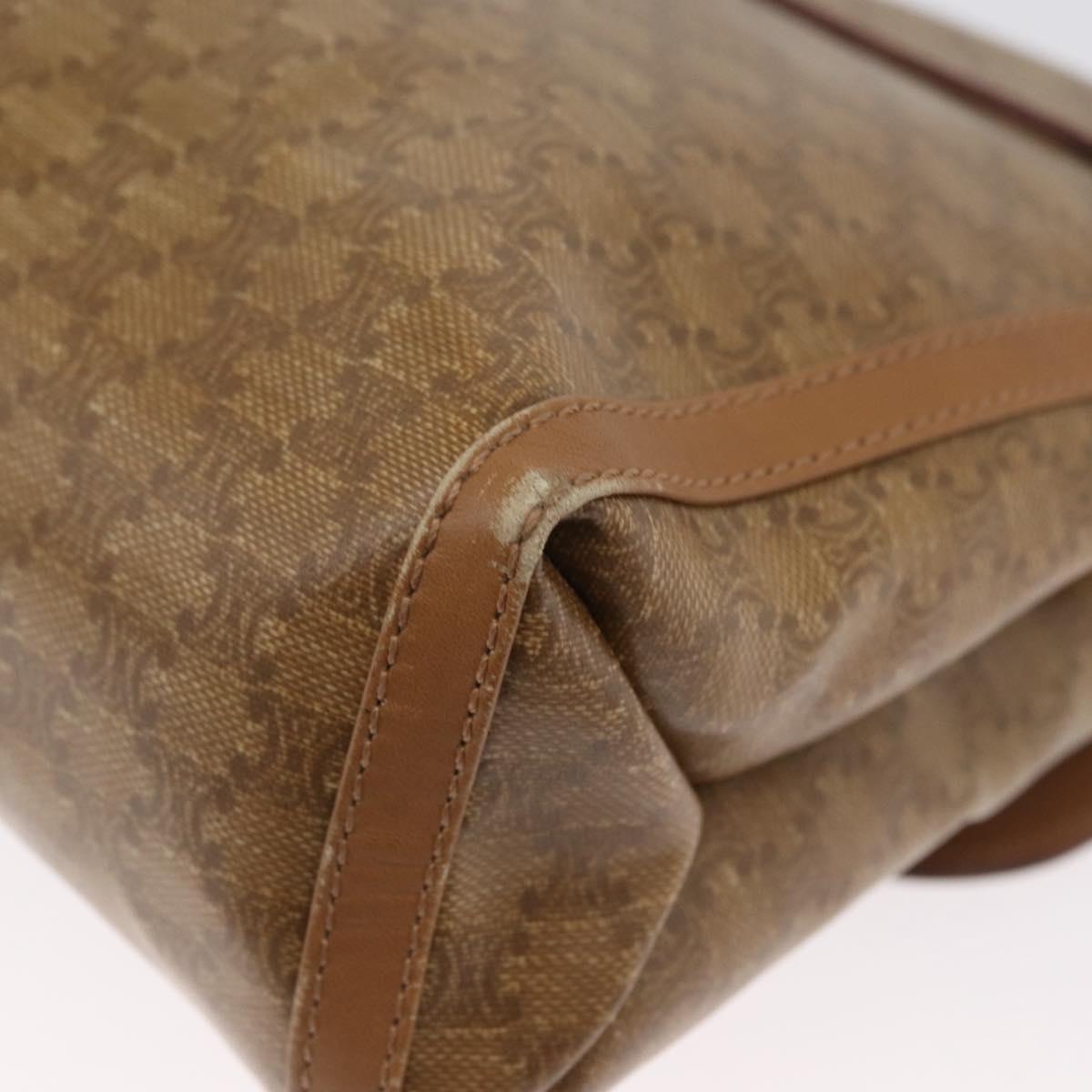 CELINE Macadam Canvas Shoulder Bag PVC Beige Gold Auth 173810
