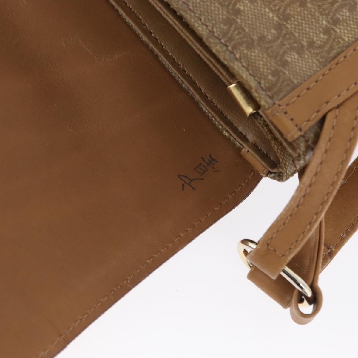 CELINE Macadam Canvas Shoulder Bag PVC Beige Gold Auth 173810