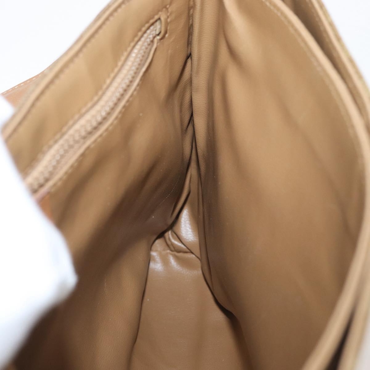 CELINE Macadam Canvas Shoulder Bag PVC Beige Gold Auth 173810