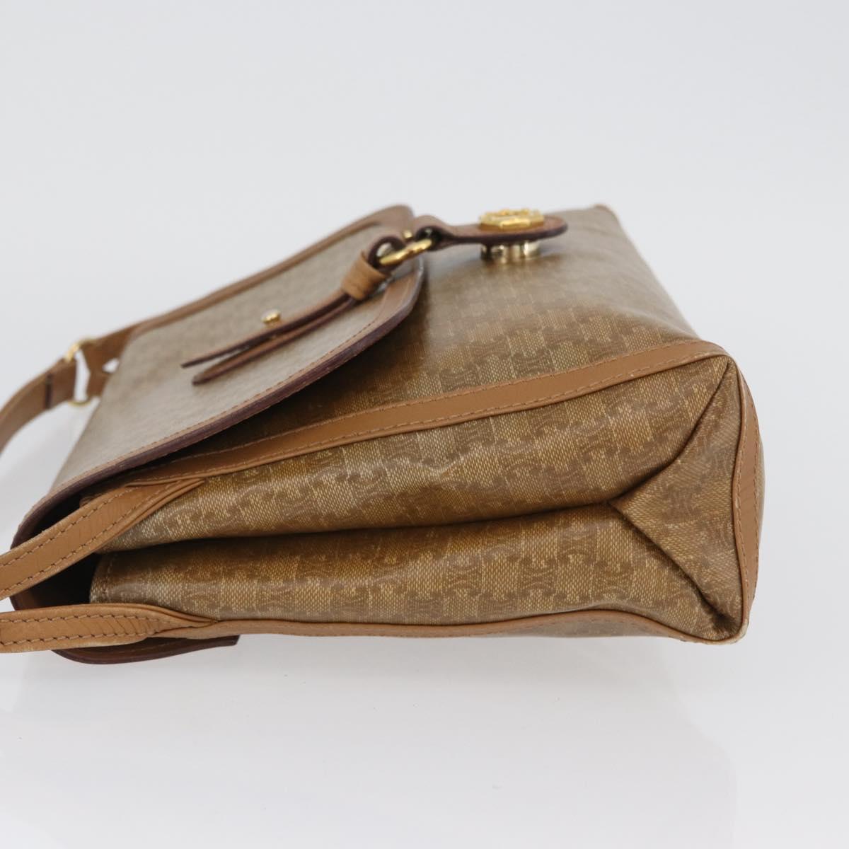 CELINE Macadam Canvas Shoulder Bag PVC Beige Gold Auth 173810