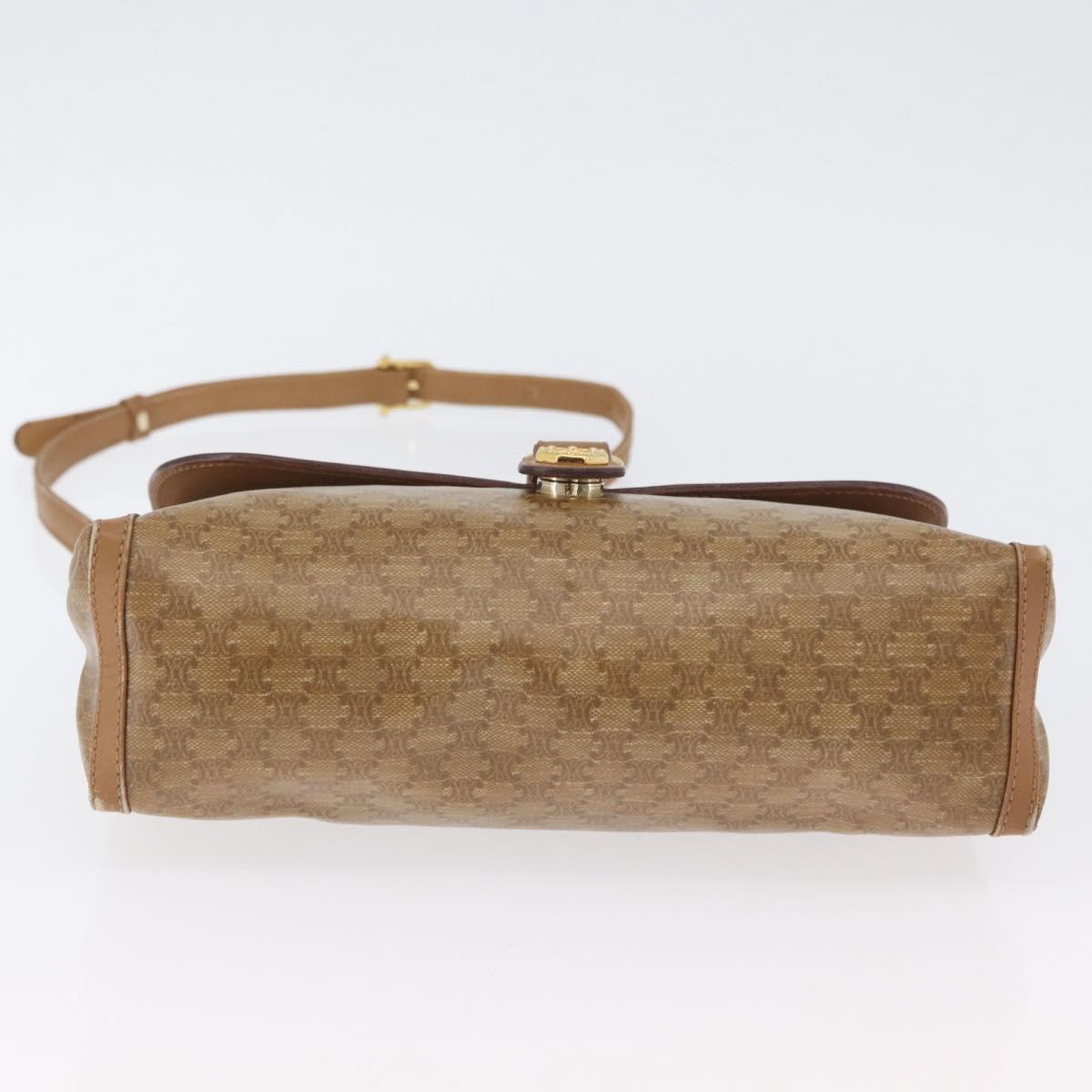 CELINE Macadam Canvas Shoulder Bag PVC Beige Gold Auth 173810